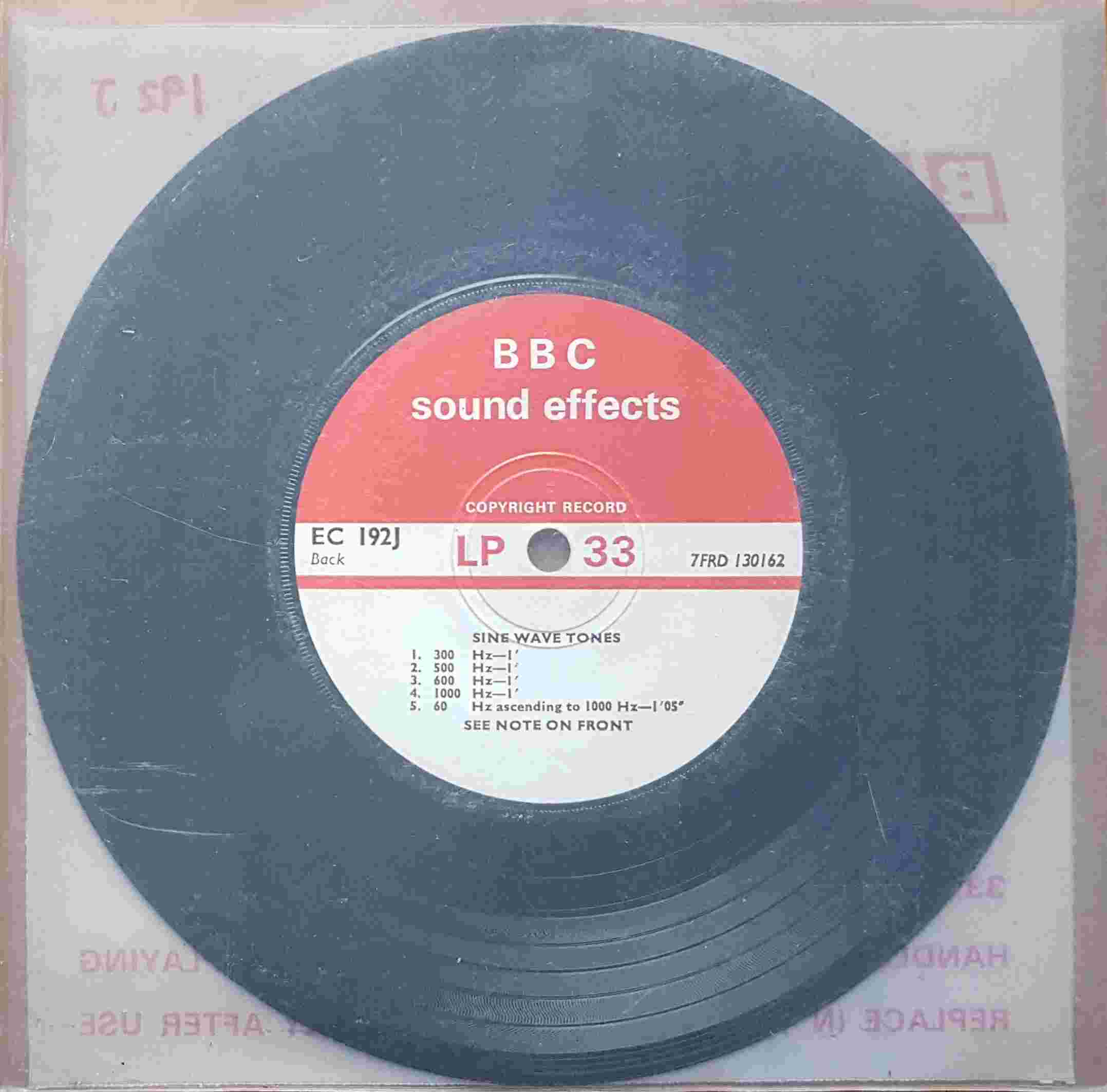 Picture of EC 192J Sine waves tones by artist Not registered from the BBC records and Tapes library